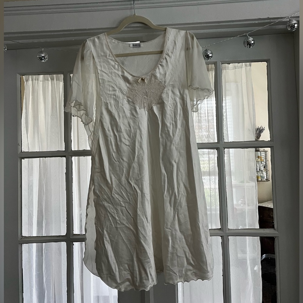 White vintage slip nightgown with side slits
